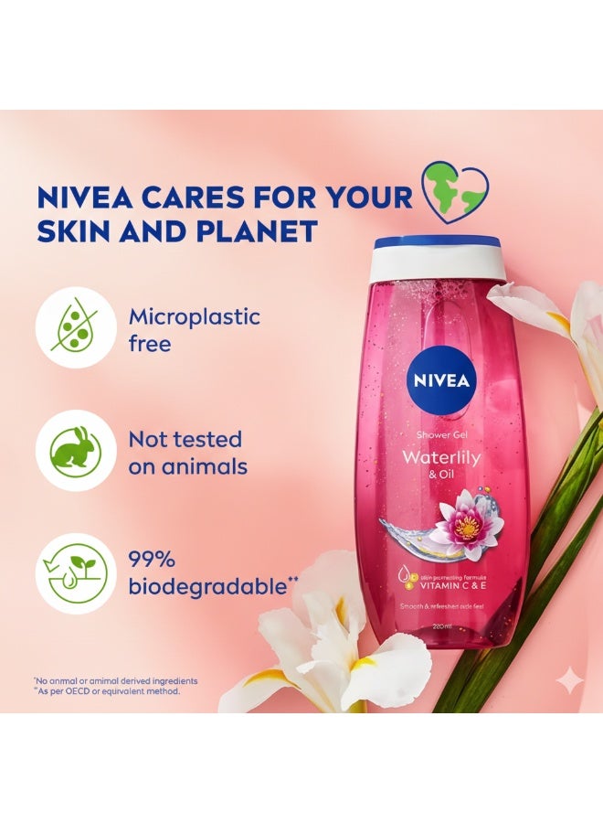 Nivea Shower Gel Body Wash Waterlily And Oil With Caring Oil Pearls And Waterlily Scent Pack of 3 - Image 2